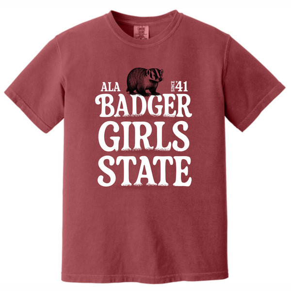 ALA Badger Heritage Stack.  Brick Comfort Colors tee